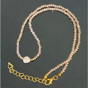 Handmade Iridescent Pink Seed Bead Single Real Freshwater Pearl Necklace NEW
